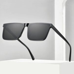 Polarized Rectangle Square Black Sunglasses